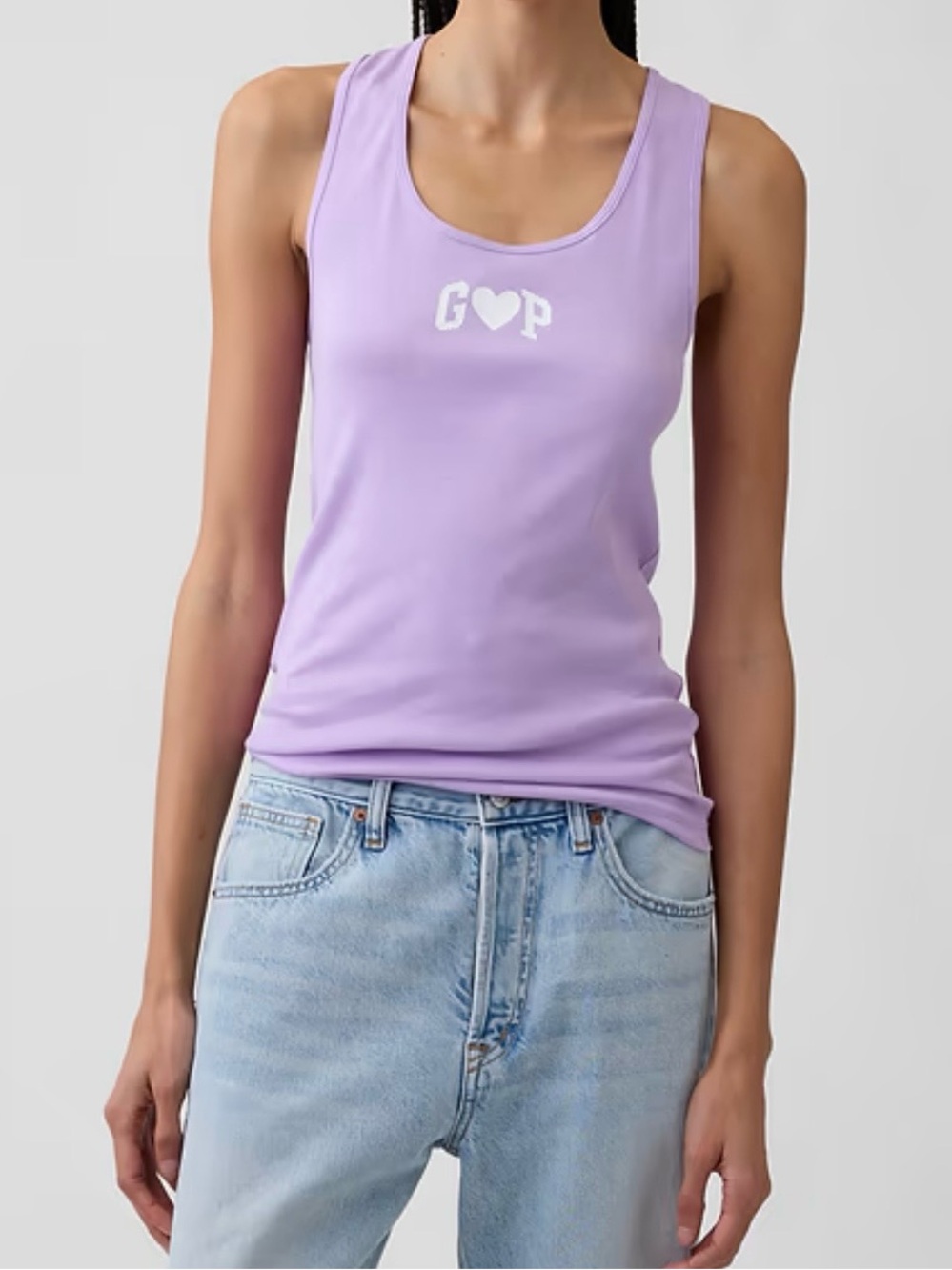 Gap Summer Purple Plum Logo Ribbed Scoop-neck Tank Top Size XL